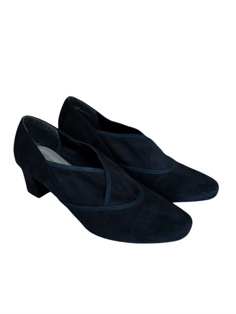 Easy Street Karma Faux Suede Shoetie Pumps Shoes 6.5 Wide Navy Blue